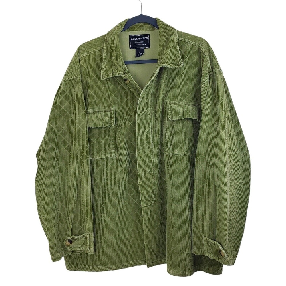 US Expedition Women’s Lime Green Oversized Corduroy Shacket Size XL